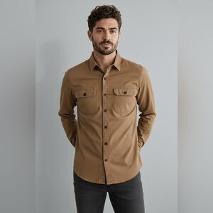 NWT- Men's Tan Button-Up Shirt